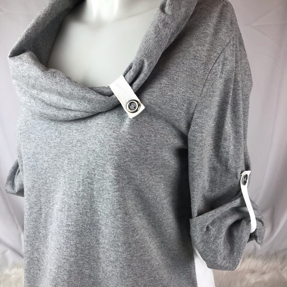 Neon Buddha Scoop Cowl Neck Tunic Grey/white XS - Picture 2 of 8